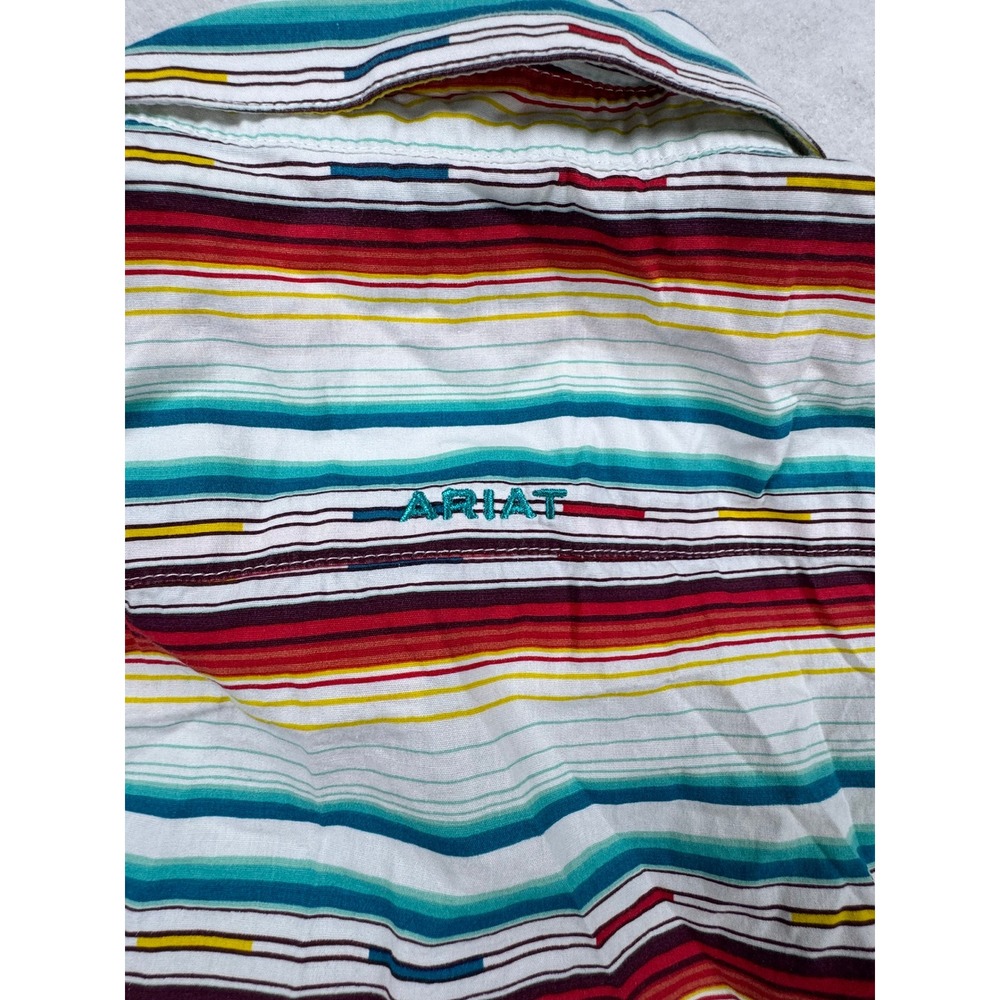 Ariat Real Womens Kirby Stretch Western Shirt Aztec Multi Stripe Fitted  L/S - Picture 11 of 12
